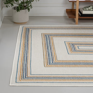 Argo Classic Nautical Mitre Stripe Reversible Machine-Washable Indoor/Outdoor Area Rug